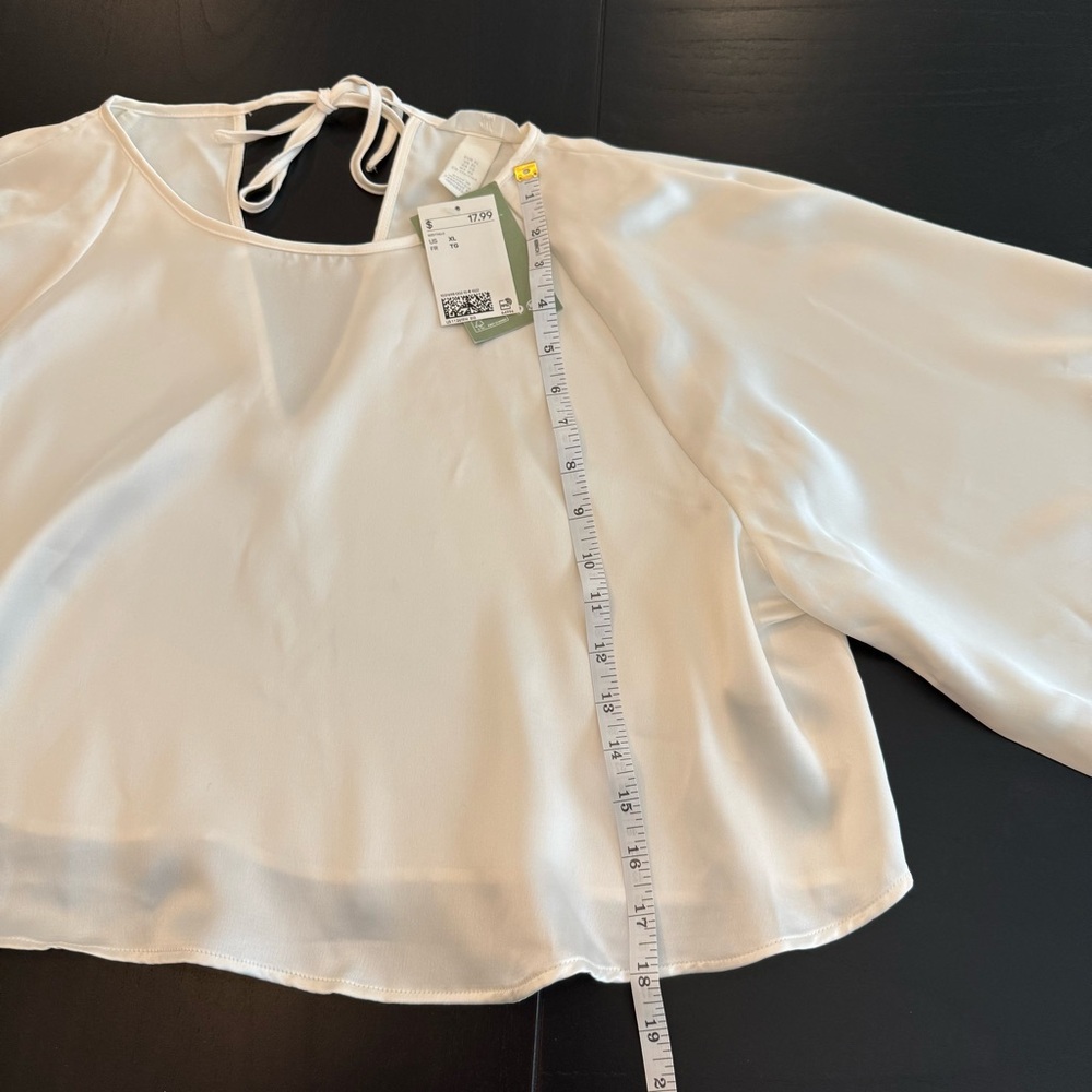 H&M Cream Crop Tie Back Blouse - Picture 6 of 12